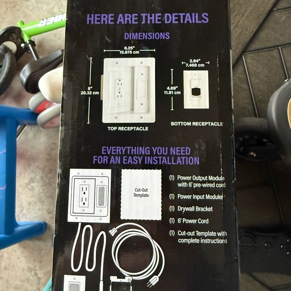 Sanus In-Wall Cable Concealer Recessed Power Kit - White - Picture 2 of 4